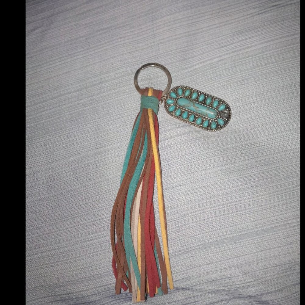 Western Concho & Tassel Keychain